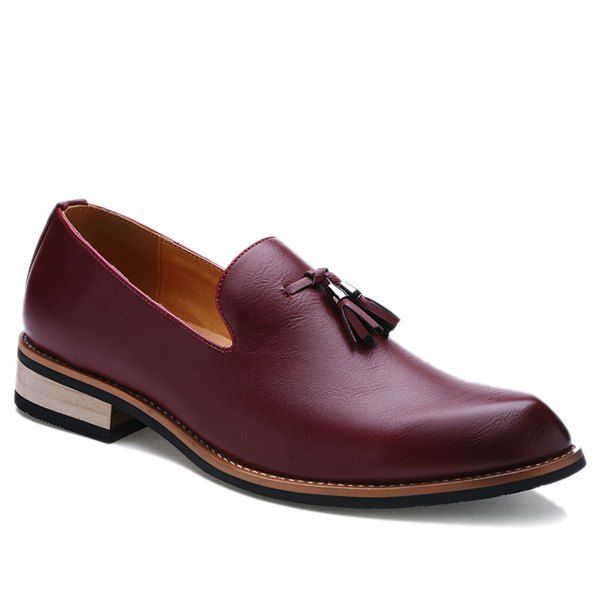 

Retro Height Increasing and Tassels Design Men's Formal Shoes, Wine red