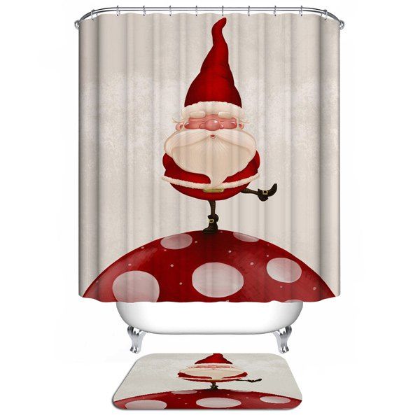Santa Claus Design Waterproof Christmas Shower Curtain
