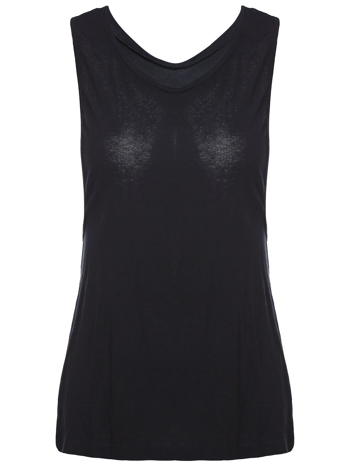 Chic V-Neck Solid Color Cut Out Women's Tank Top, BLACK, S in Tank Top ...