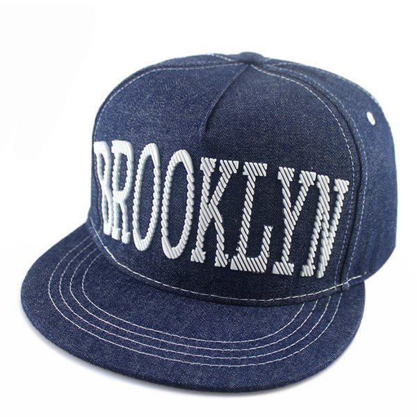 

Street Fashion Hipsters Capital Letter Shape Embellished Denim Fabric Baseball Cap, Blue
