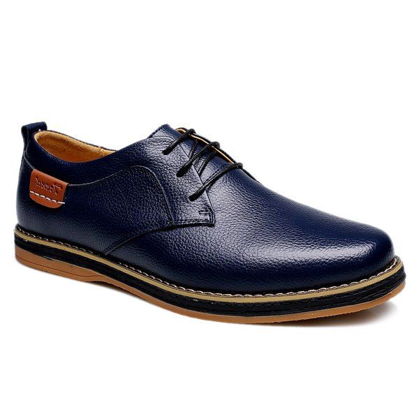 Preppy Lace-Up and Solid Color Design Men's Casual Shoes, BLUE in ...