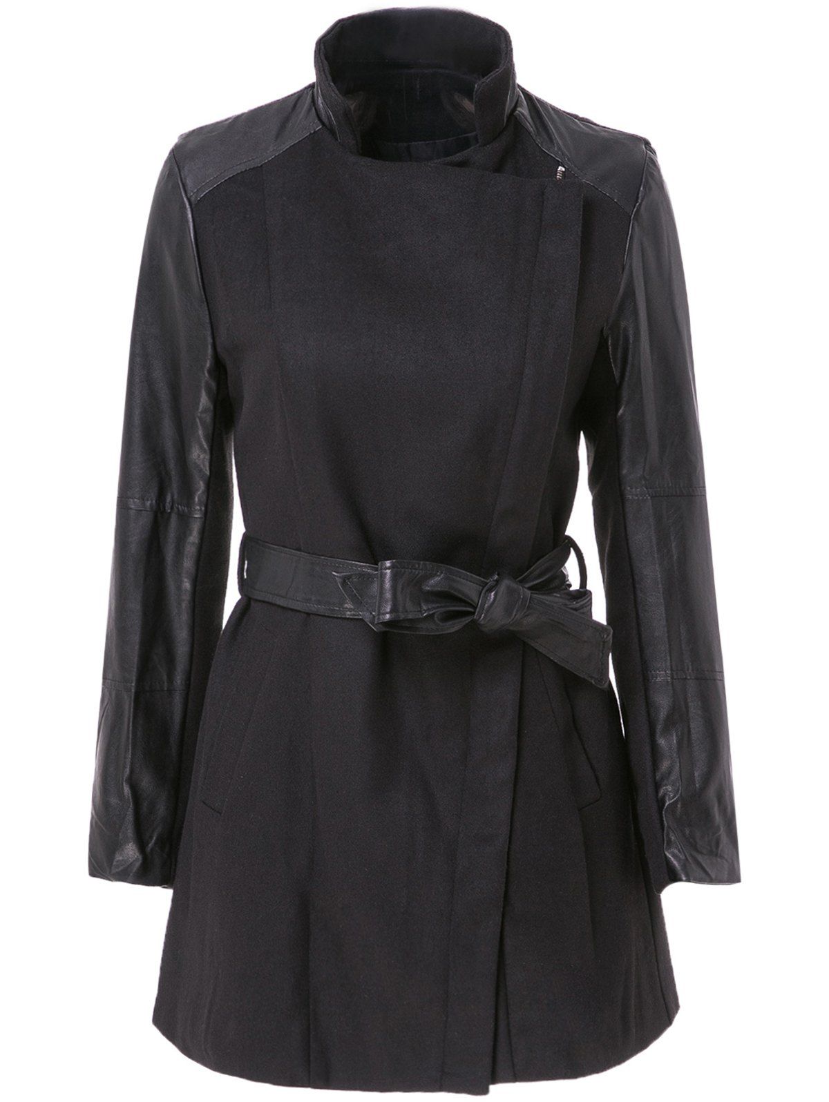 Stylish Stand-Up Collar Long Sleeve Spliced Zippered Women's Coat ...