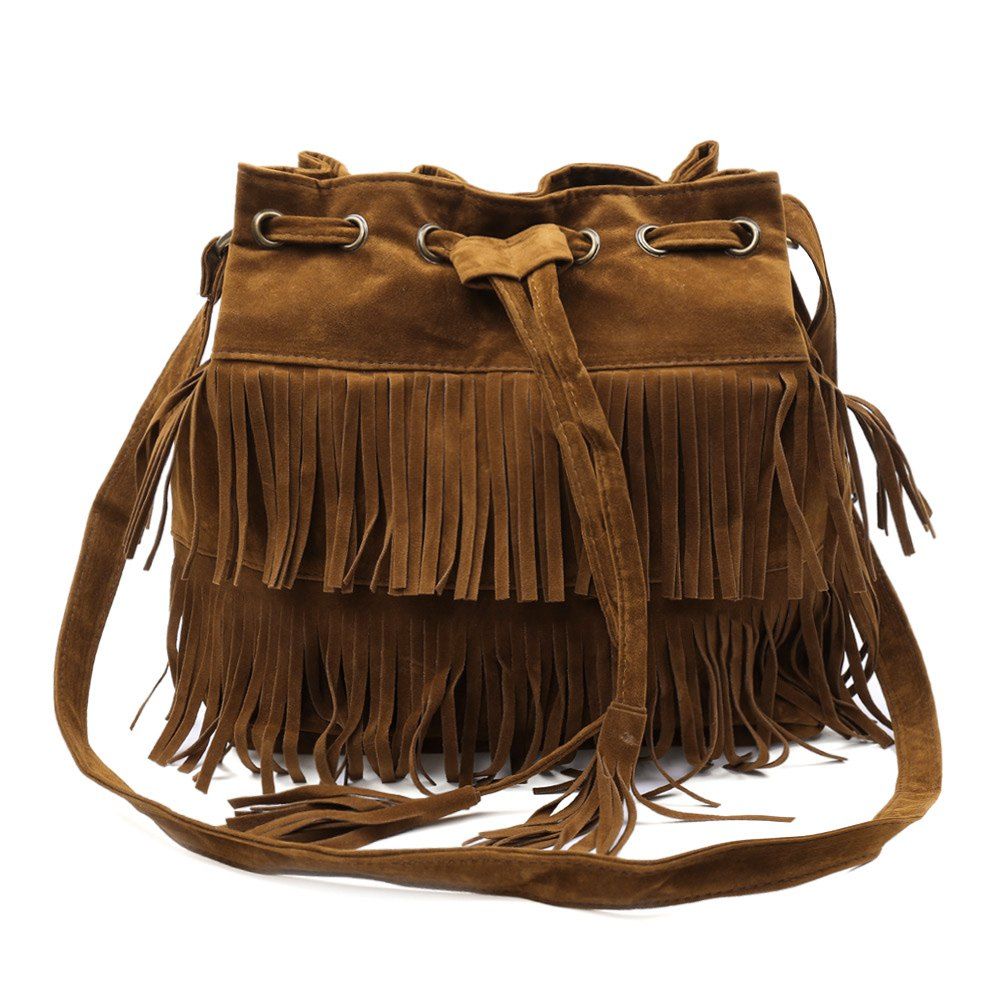 Pretty Tassels and Suede Design Crossbody Bag For Women, BROWN in Crossbody Bags | 0