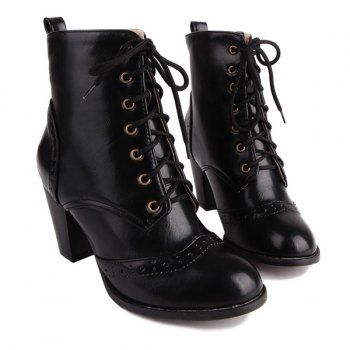 Buckled Chunky Heel Ankle Boots, BLACK in Boots | DressLily.com