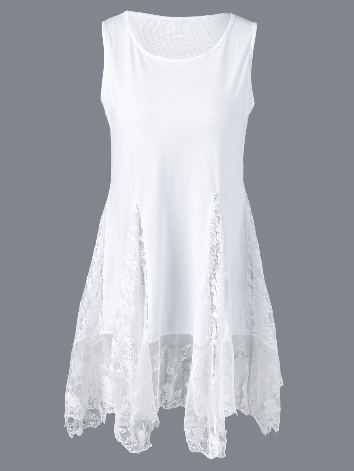 Lace Tank Dress, WHITE, XL in Casual Dresses | DressLily.com
