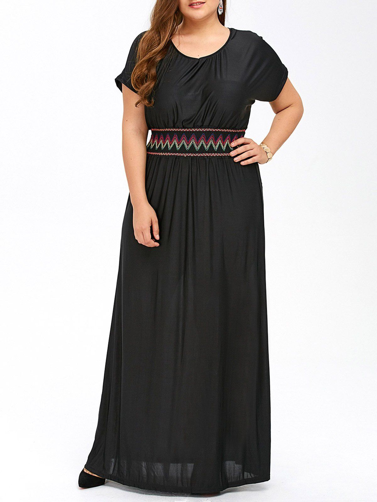 black maxi dress with sleeves empire waist